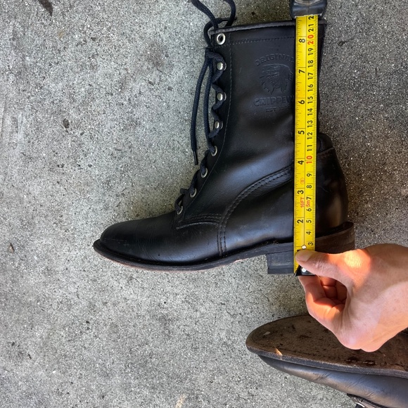 Chippewa boots made in USA black lace up combat 8" leather lacers 7 avant garde - Picture 13 of 14